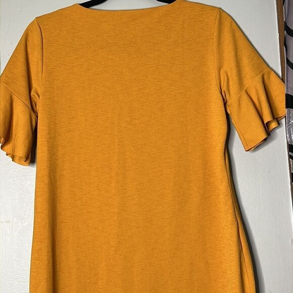 Code Shift Dress Autumn Yellow Ruffle Short Sleeves Knee Length size 14 - Picture 14 of 15